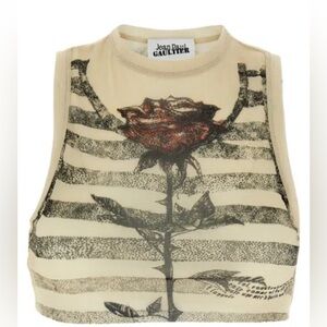 Jean Paul Gaultier Beige and Black Rose Tank Top